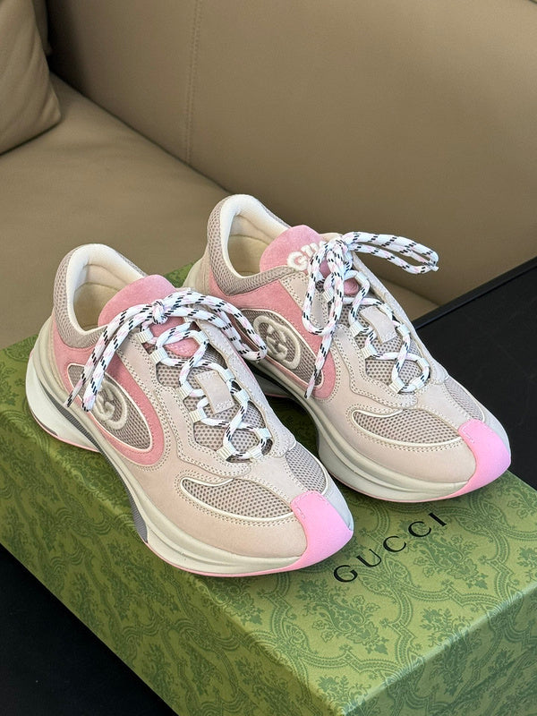Gucci stone beige luxury sneakers view 8 bold athletic profile