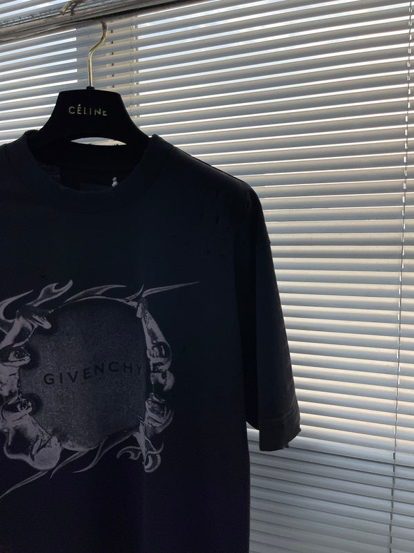 Close-up detail shot of Givenchy luxury clothing with contemporary cut
