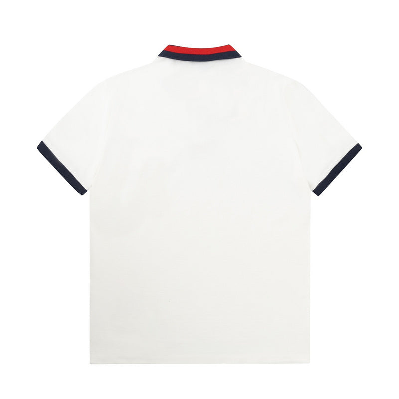 Close-up detail shot of Polo cotton polo shirt with logo-detail design
