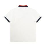 Close-up detail shot of Polo cotton polo shirt with logo-detail design