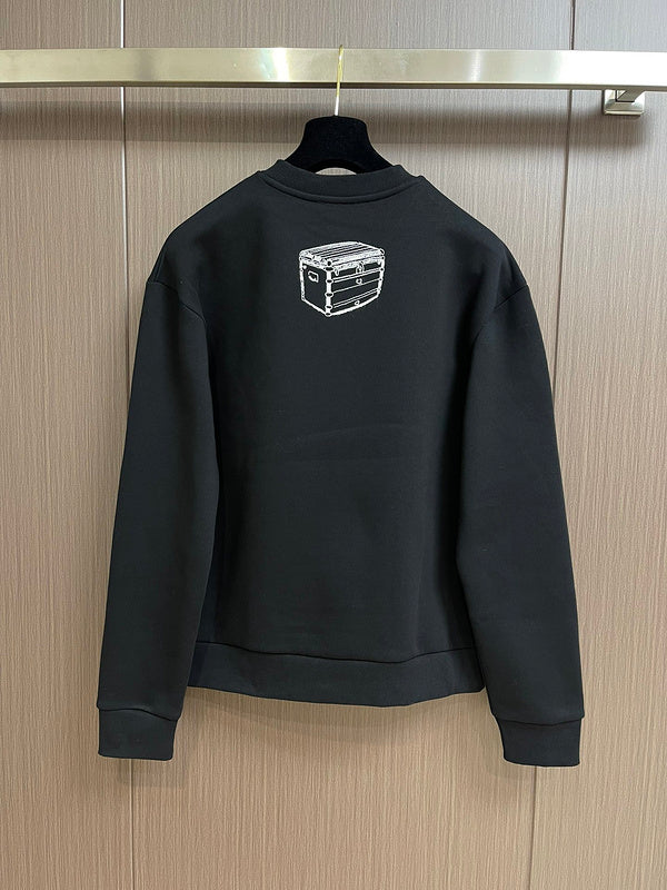 Side profile of Louis Vuitton luxury clothing with logo-detail design