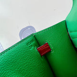 Side view of structured structured handbag