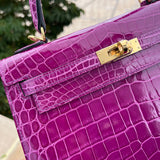 Side view of considered structured handbag