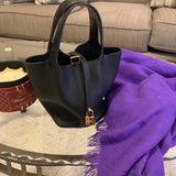 Side view of crisp structured handbag
