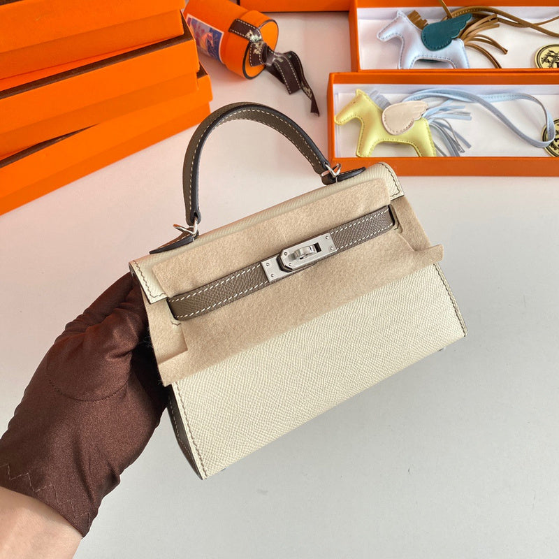 Side view of considered structured handbag