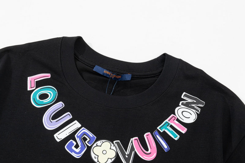 Close-up detail shot of Louis Vuitton cotton t-shirt with contemporary cut