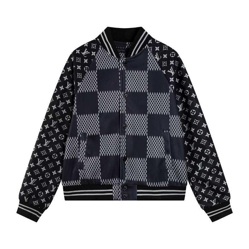 Side profile of Louis Vuitton luxury clothing with signature branding