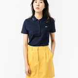 Front view of Lacoste luxury clothing with signature branding