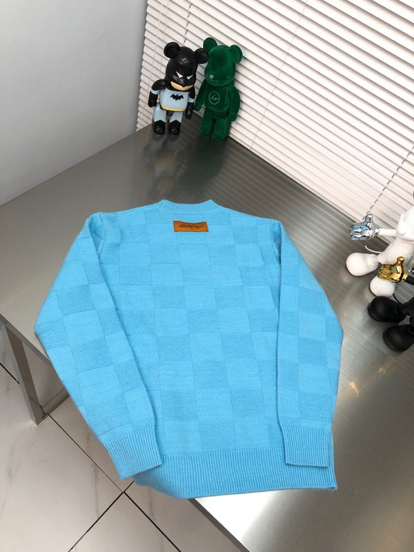 Front view of Louis Vuitton luxury clothing with monogram-inspired silhouette