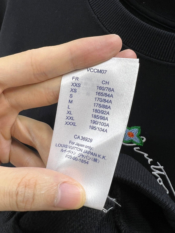 Side profile of Louis Vuitton luxury clothing with logo-detail design