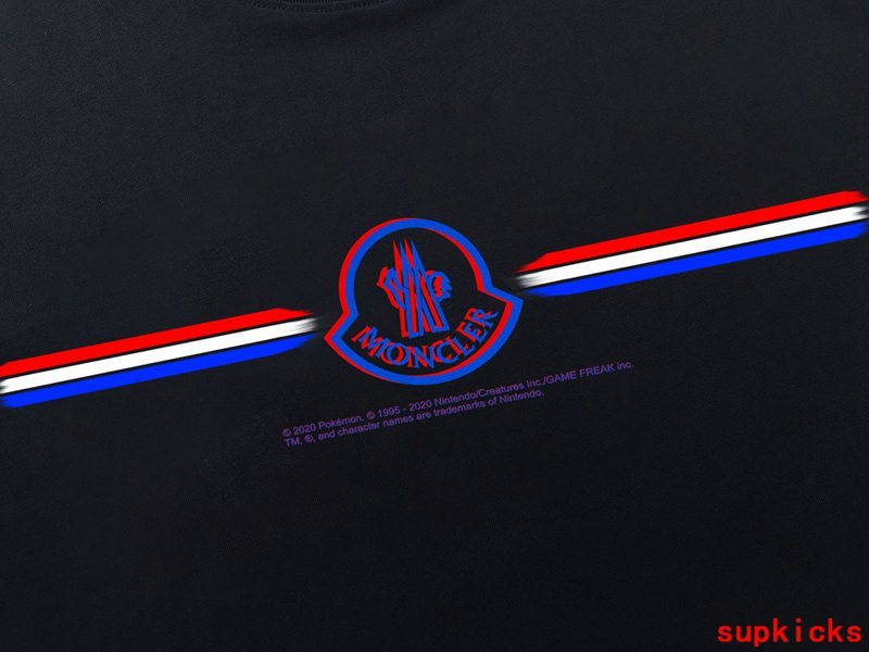 Close-up detail shot of Moncler luxury clothing with logo-detail design