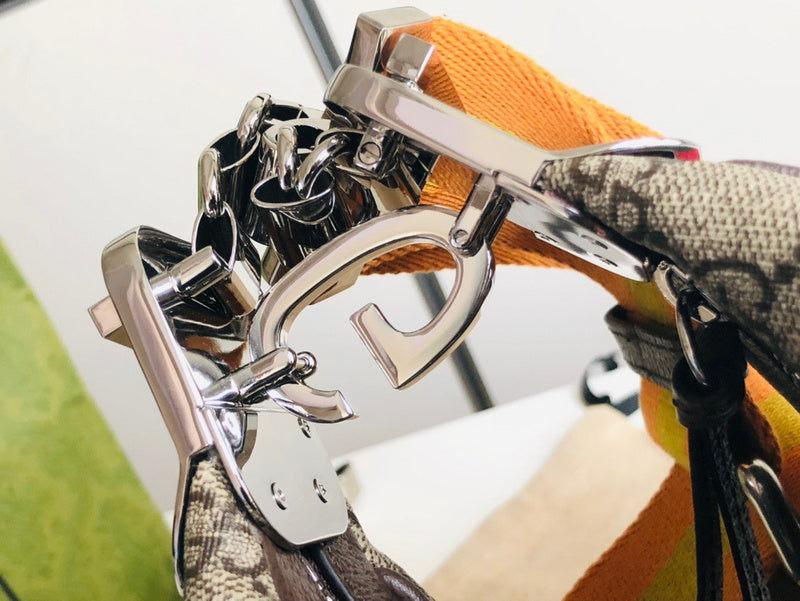 Side profile of elevated signature women's handbag – women's designer-style accessory