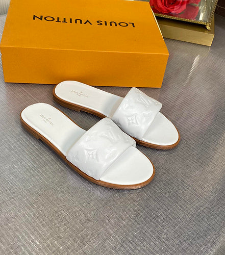 Louis Vuitton White Loafer Flats - Front View