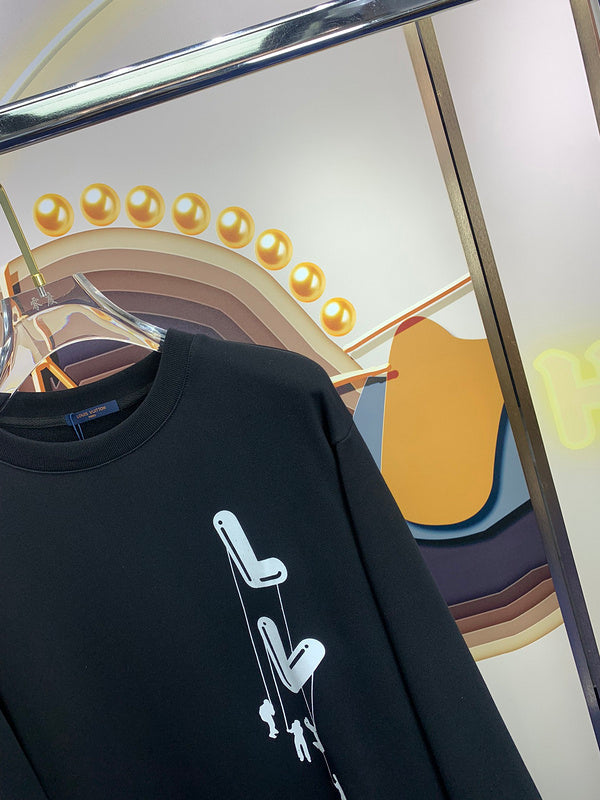 Full styled look of Louis Vuitton luxury clothing with signature branding