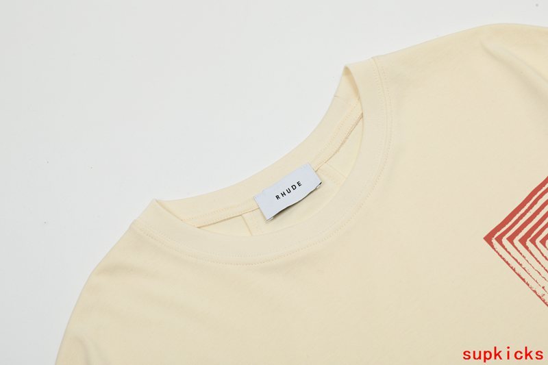 Side profile of Rhude luxury clothing with monogram-inspired silhouette