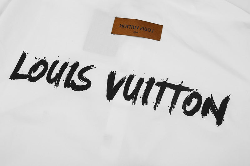 Flat lay presentation of Louis Vuitton luxury clothing with monogram-inspired silhouette
