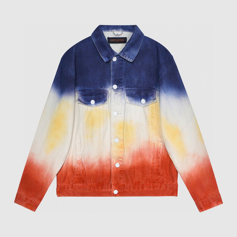 Close-up detail shot of Louis Vuitton luxury clothing with contemporary cut