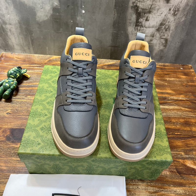 Gucci soft grey luxury sneakers view 4 classic court silhouette