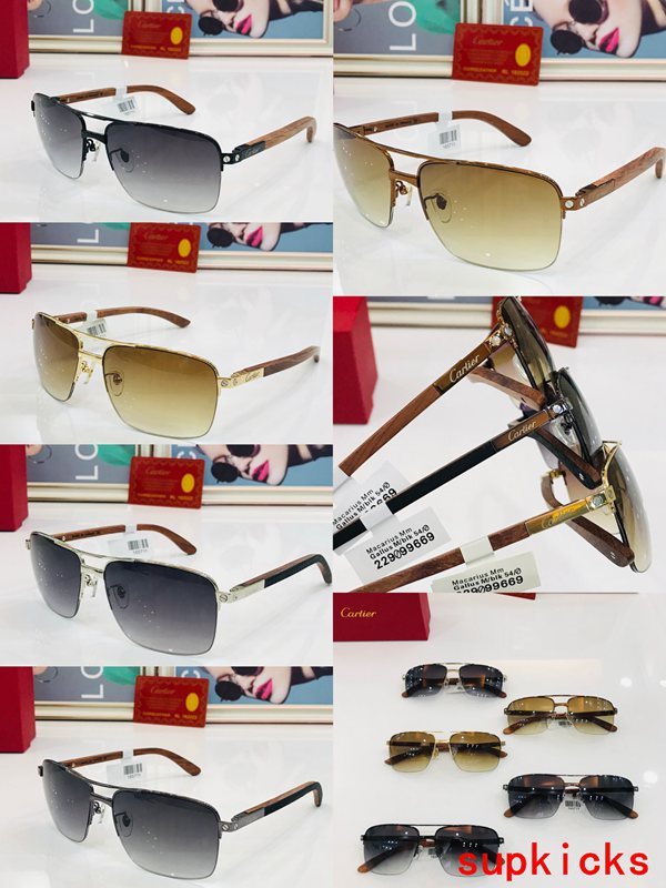 Close-up detail view of Cartier unisex sunglasses