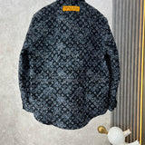 Side profile of Louis Vuitton luxury clothing with label-forward styling