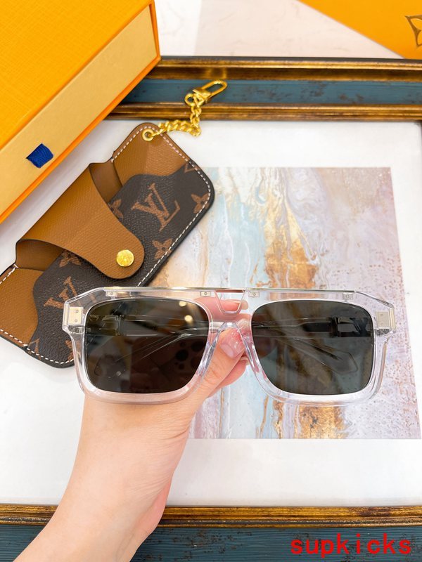 Close-up detail view of Louis Vuitton unisex sunglasses