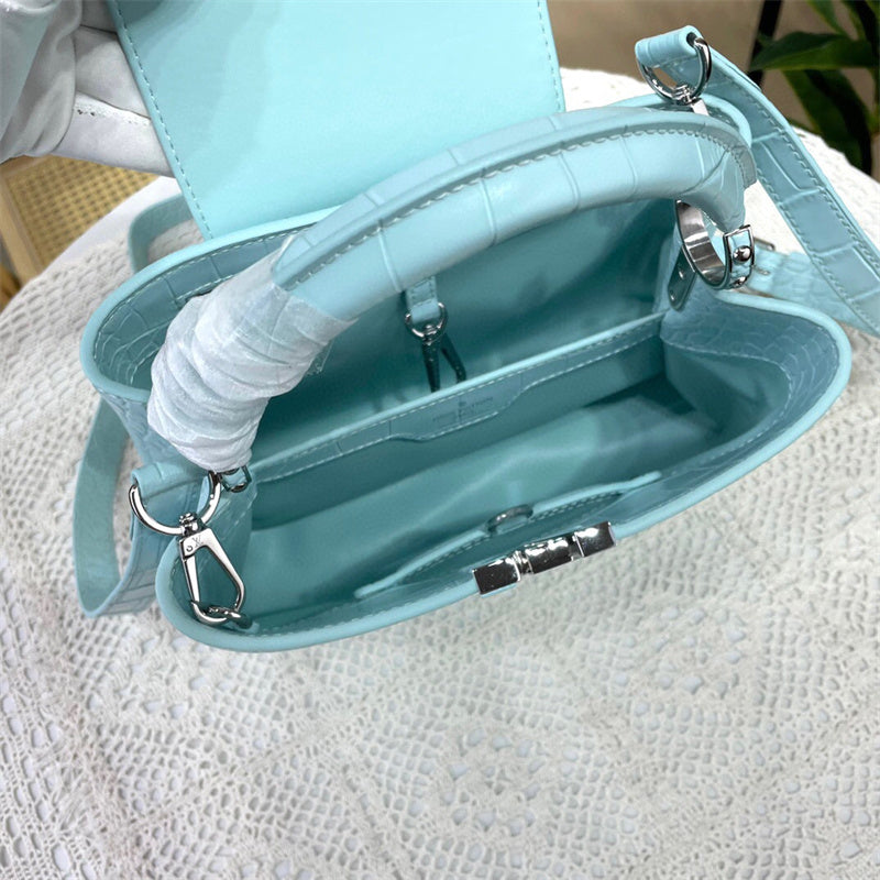  clean-lined handbag detail view showing craftsmanship