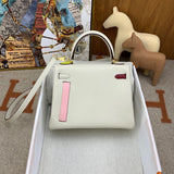 Side view of everyday-ready structured handbag