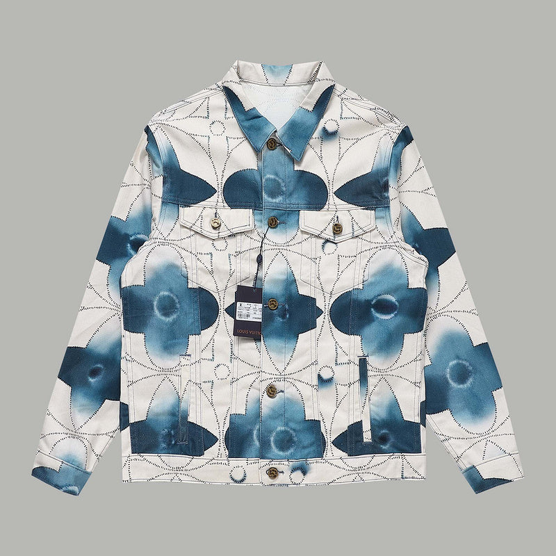 Back view of Louis Vuitton luxury clothing with signature branding