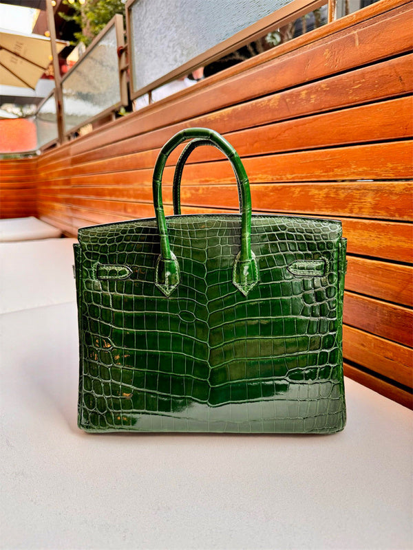 Understated bag shown from front angle