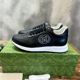 Gucci tonal black luxury sneakers view 7 bold athletic profile