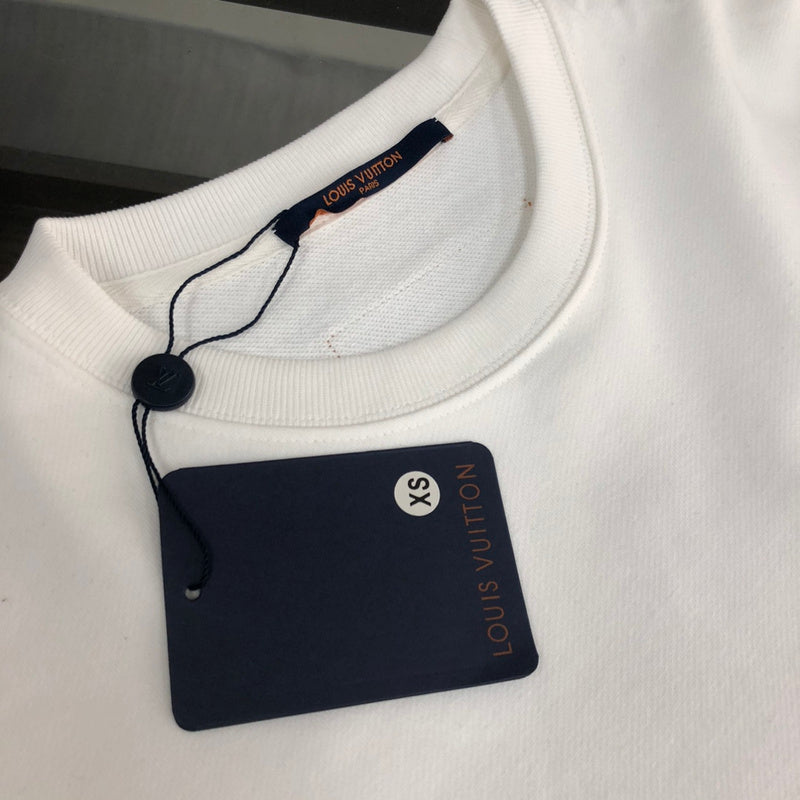Full styled look of Louis Vuitton luxury clothing with signature branding