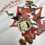Flat lay presentation of Louis Vuitton cotton t-shirt with runway-inspired design
