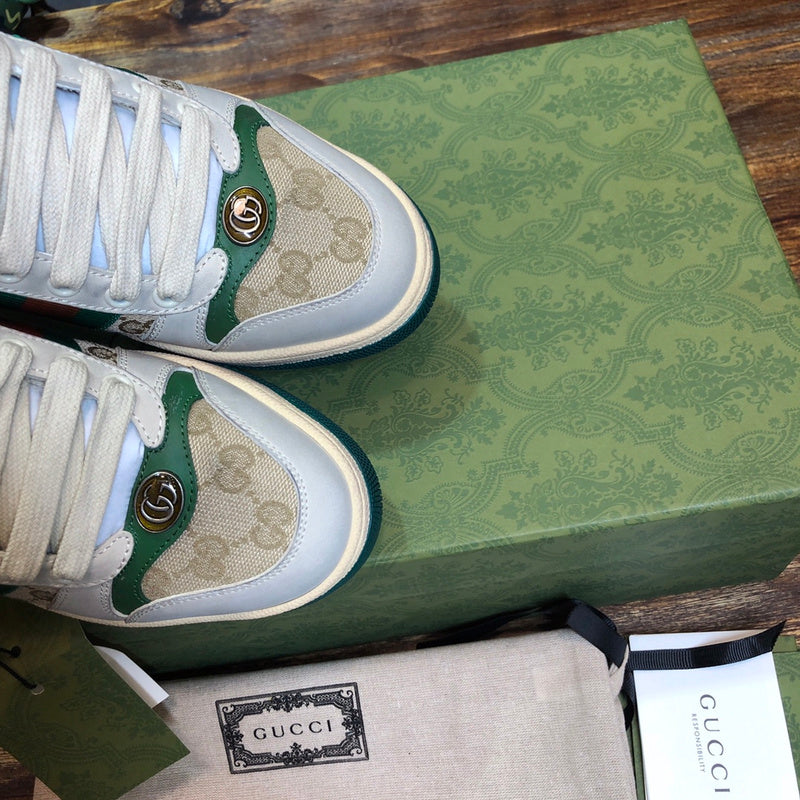 Gucci stone beige luxury sneakers view 7 bold athletic profile