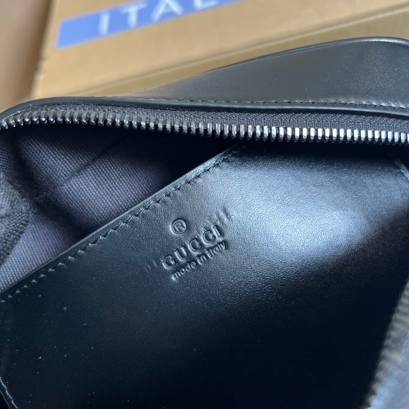Side view of polished structured handbag