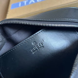 Side view of polished structured handbag