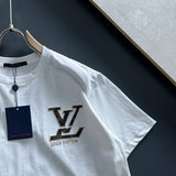 Close-up detail shot of Louis Vuitton cotton t-shirt with tailored silhouette