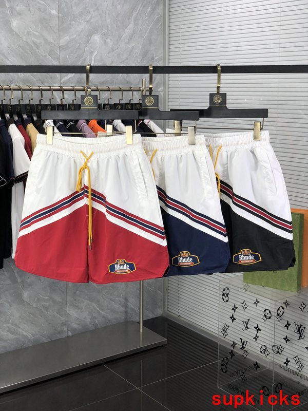 Full styled look of Rhude luxury clothing with label-forward styling