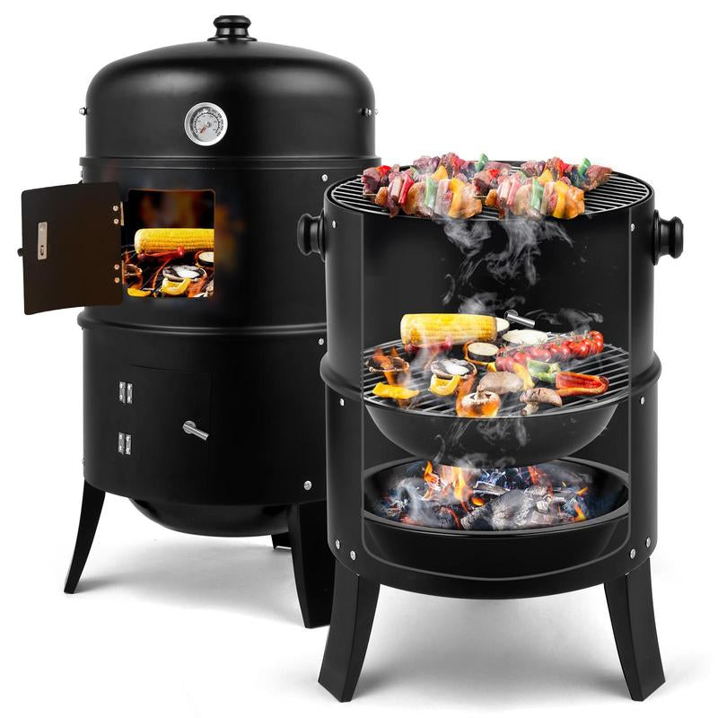 Smoker Carbon Grill, Portable Charcoal BBQ Barrel Grill