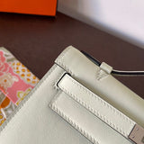 Side view of elegant structured handbag