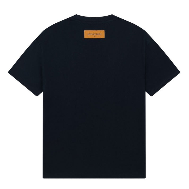 Close-up detail shot of Louis Vuitton cotton t-shirt with contemporary cut