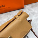 Side view of understated structured handbag