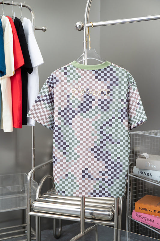 Side profile of Louis Vuitton cotton t-shirt with monogram-inspired silhouette
