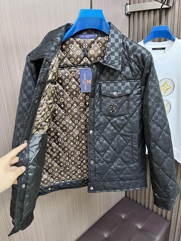 Close-up detail shot of Louis Vuitton luxury clothing with streetwear-inspired cut