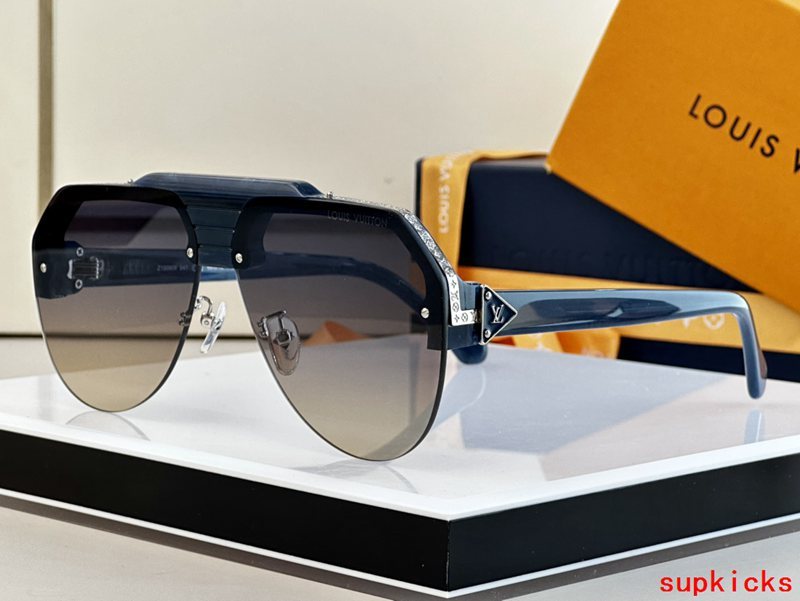 Close-up detail view of Louis Vuitton unisex sunglasses