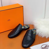 Hermès Black Loafer Flats - Studio Shot