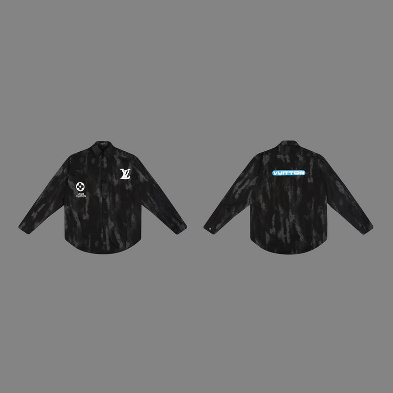 Full styled look of Louis Vuitton luxury clothing with logo-detail design