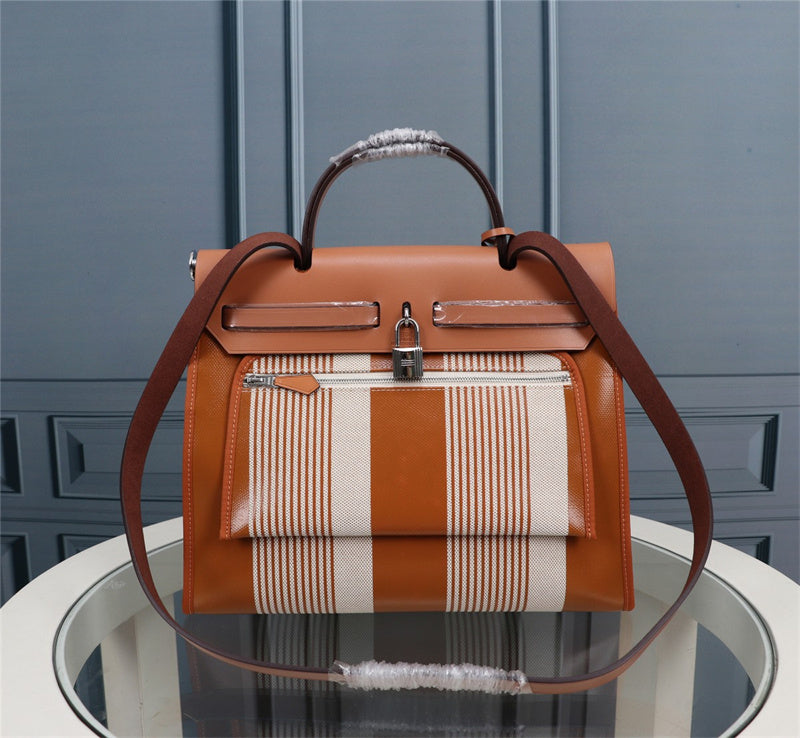 Side view of minimalist structured handbag