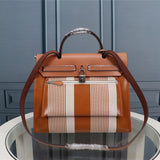 Side view of minimalist structured handbag