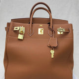 Side view of considered structured handbag