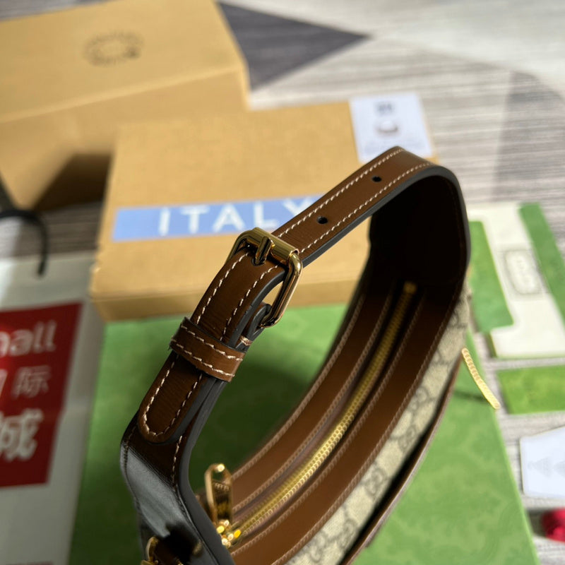 Side view of sleek structured handbag